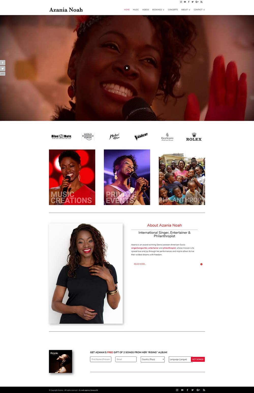 Site web de la chanteuse Azania